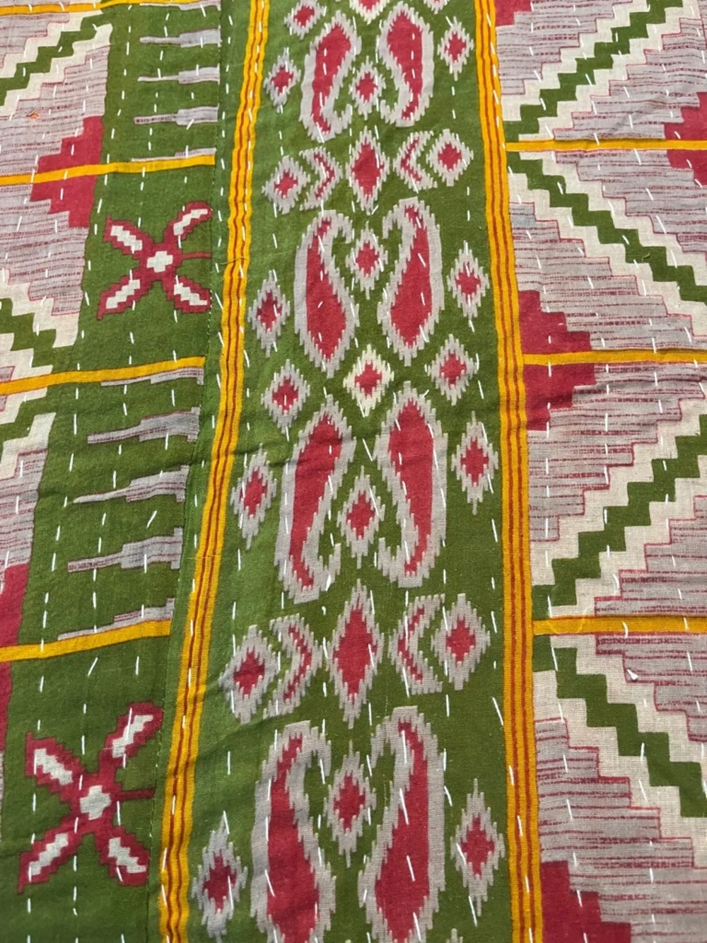 KANTHA QUILT HANDCRAFTED LIGHTWEIGHT REVERSIBLE BLANKET THROW BEDDING FROM INDIA - Picture 5 of 12